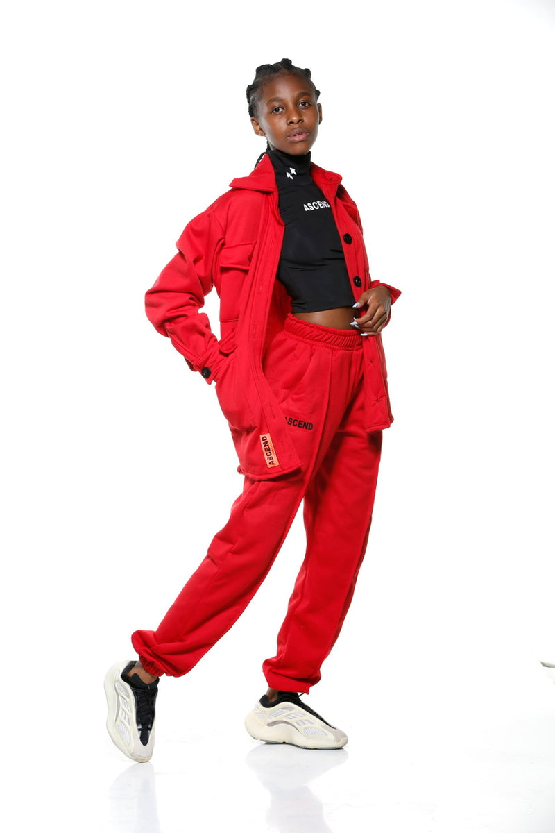 RED OVER SHIRT TRACKSUIT