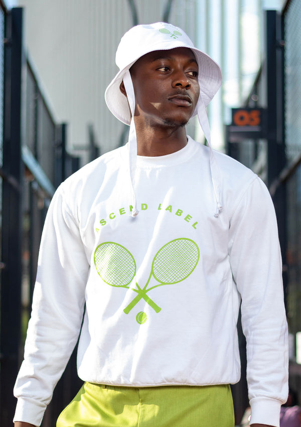 Men's White & Lime Tennis Sweater