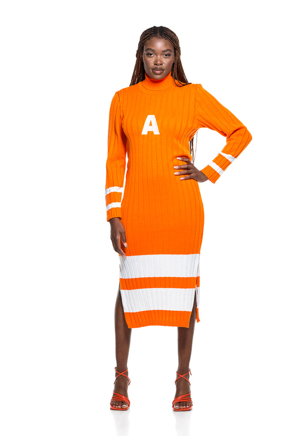 Orange Turtleneck Dress