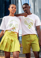 Men's White & Lime Tennis T-Shirt