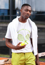 Men's White & Lime Tennis T-Shirt