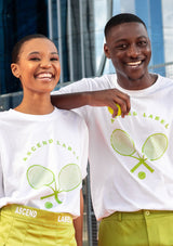 Women's White & Lime Tennis T-Shirt