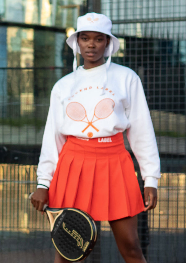 Women's White & Orange Tennis Sweater
